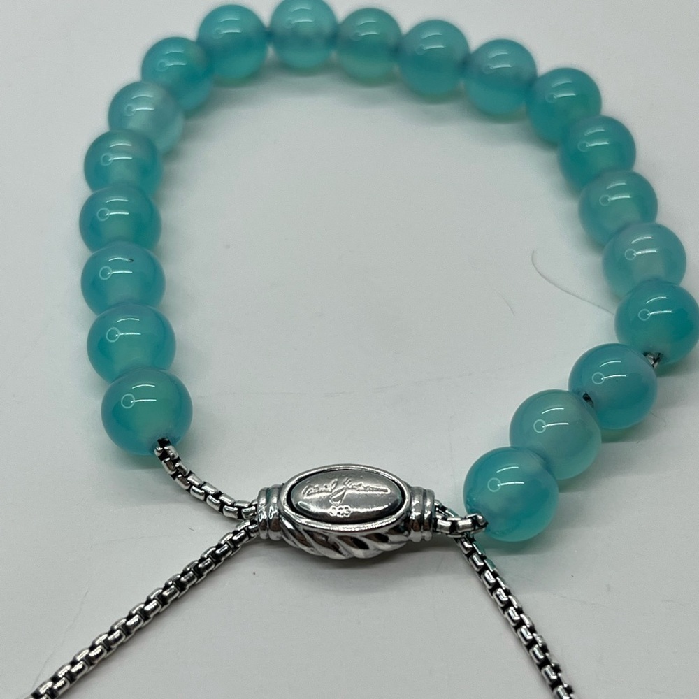 David Yurman woman’s aqua Caledonia spiritual bead bracelet 8mm - Picture 3 of 5